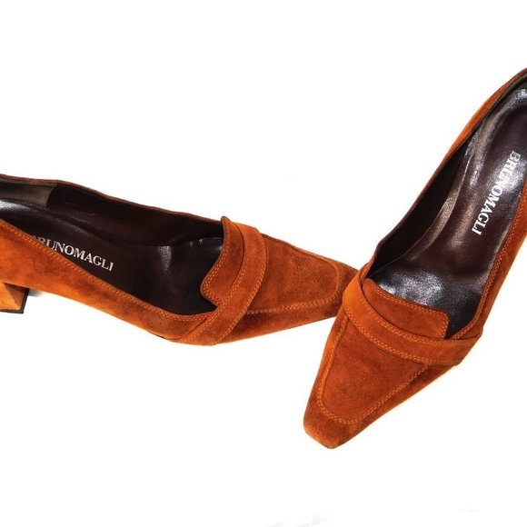 Vintage Brunomagli Rust Suede Chiseled Toe Pump - Picture 4 of 11